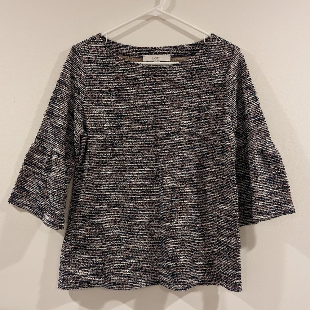 Loft Multicolor Knit Blouse, Size Medium